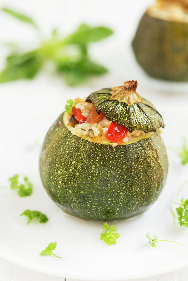 Stuffed Courgettes Filled With Millet And Vegetables Photograph by Ewa Rejmer