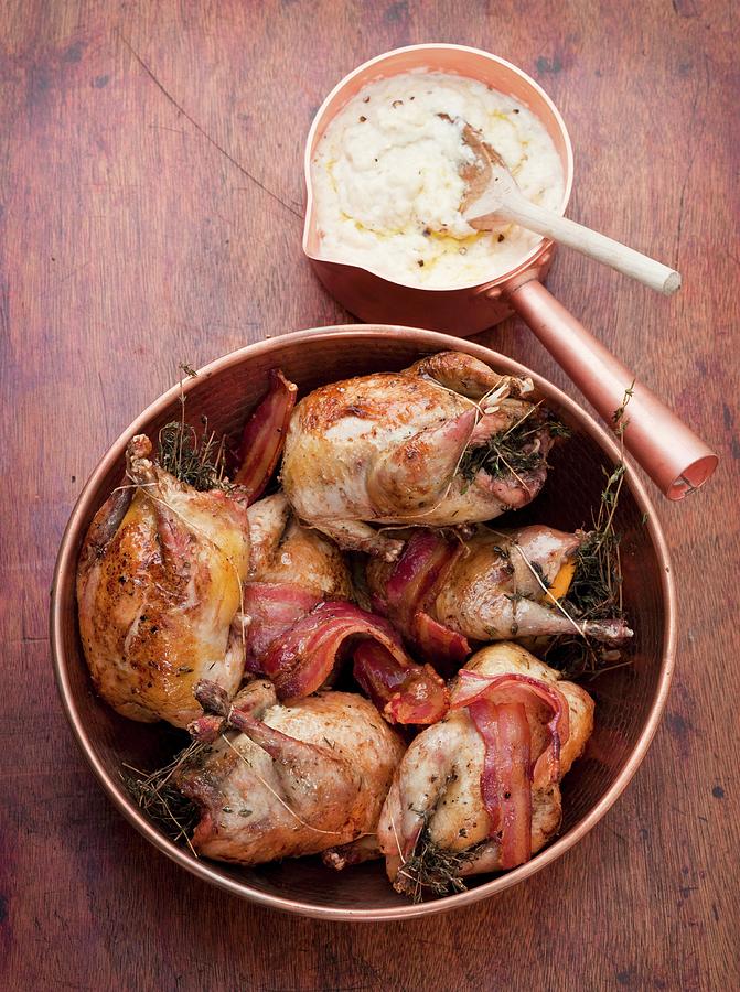 Stuffed Partridges Wrapped In Bacon Photograph by Lingwood, William