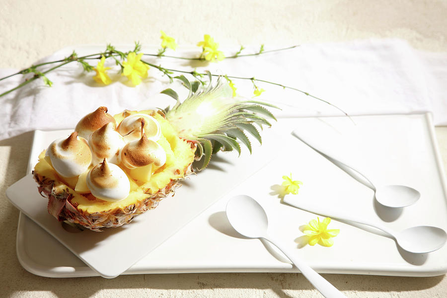 Stuffed Pineapple With Meringue Kisses Photograph by Danny Lerner