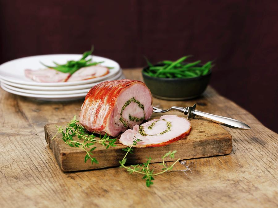 Stuffed Pork Belly With Thyme Photograph by Frank Adam