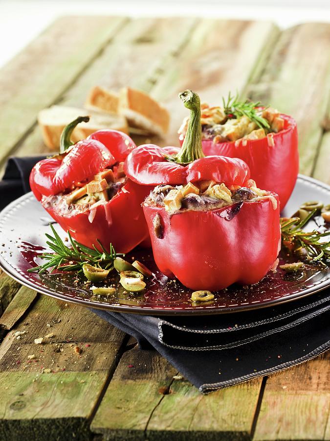 Stuffed Roasted Peppers With Rosemary Photograph by Manfred Jahrei