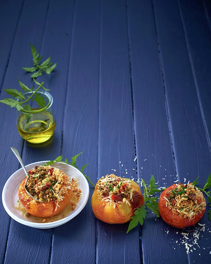 Stuffed Tomatoes With A Vegetarian Filling Photograph by Great Stock!