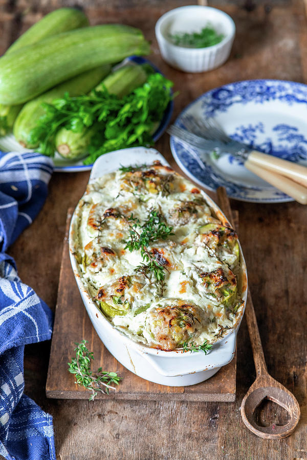 Stuffed Zucchini With Sour Cream In A Baking Dish Photograph by Irina Meliukh