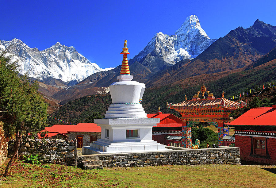 Stupa $ Mount Everest, Nepal Digital Art by Gunter Grafenhain