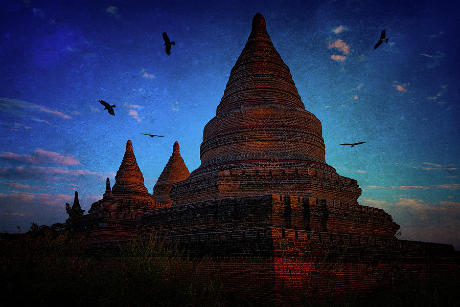 Stupas At Nightfall Photograph by Chris Lord