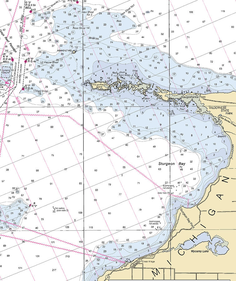 Sturgeon Bay With Waugoshance Island-lake Michigan Nautical Chart Mixed ...