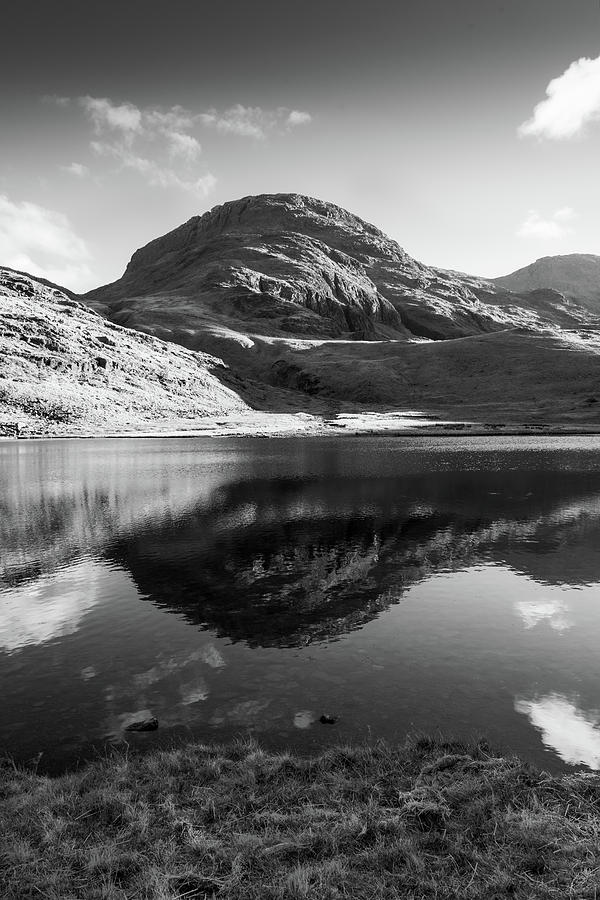 Styhead Tarn Reflection Black and White Photograph by Roy Pedersen