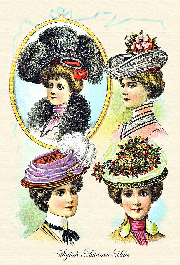 Stylish Autumn Hats, September 1901 Painting by Delineator