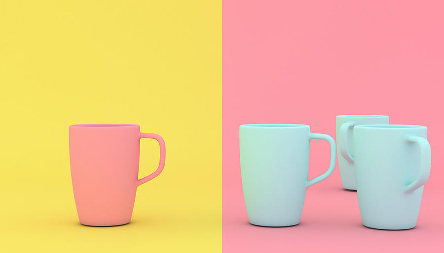 Stylized Pink And Blue Cups Photograph by Gualtiero Boffi
