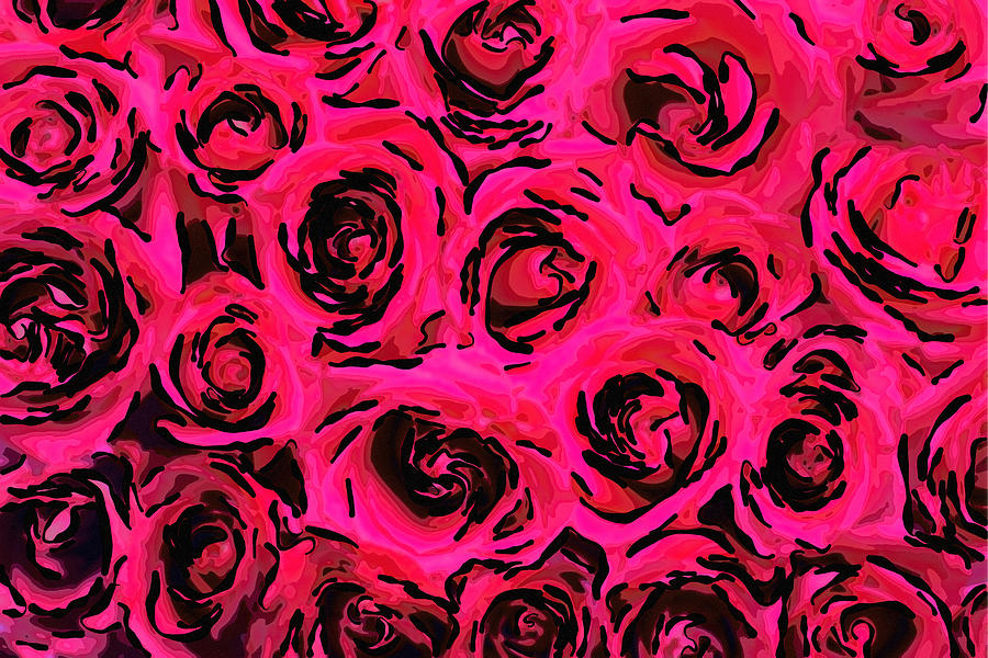 Stylized Red Roses Digital Art