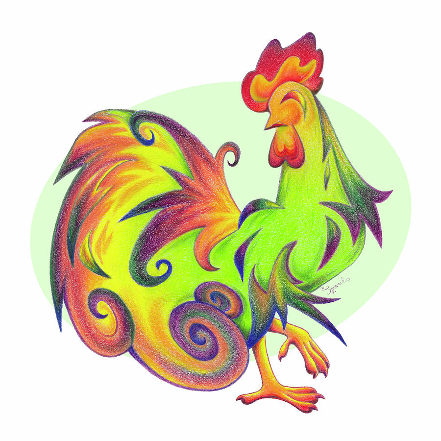 Stylized Rooster I Drawing by Sipporah Art and Illustration