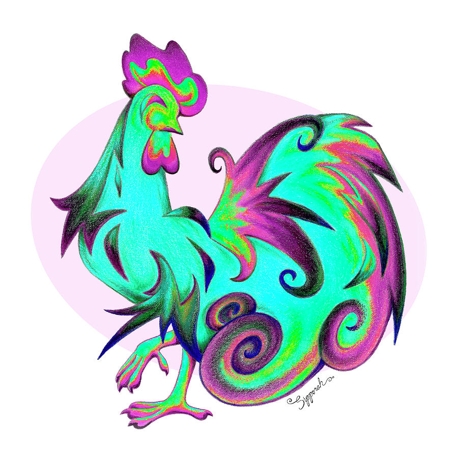 Stylized Rooster II Drawing by Sipporah Art and Illustration