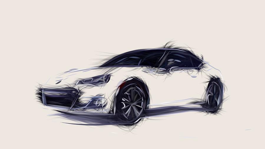 Subaru BRZ Drawing Digital Art by CarsToon Concept