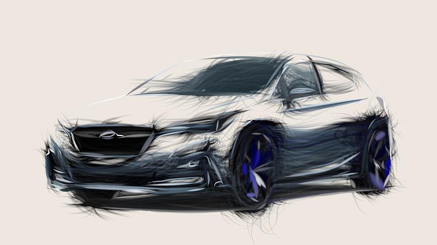 Subaru Impreza 5 Door Draw Digital Art By Carstoon Concept