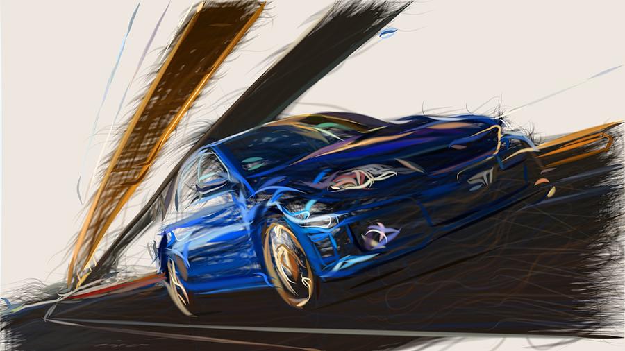 Subaru Impreza WRX STI S206 Draw Digital Art by CarsToon Concept