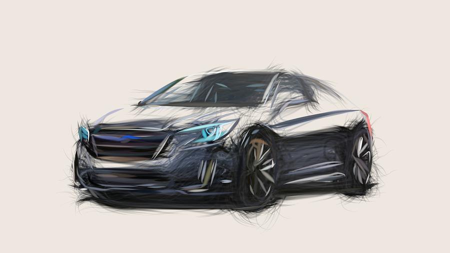 Subaru Legacy Drawing Digital Art by CarsToon Concept