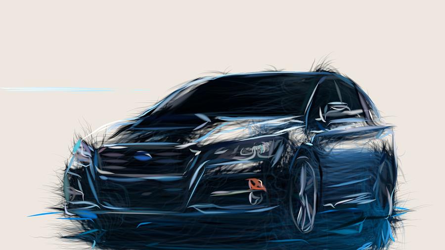 Subaru Levorg Drawing Digital Art by CarsToon Concept