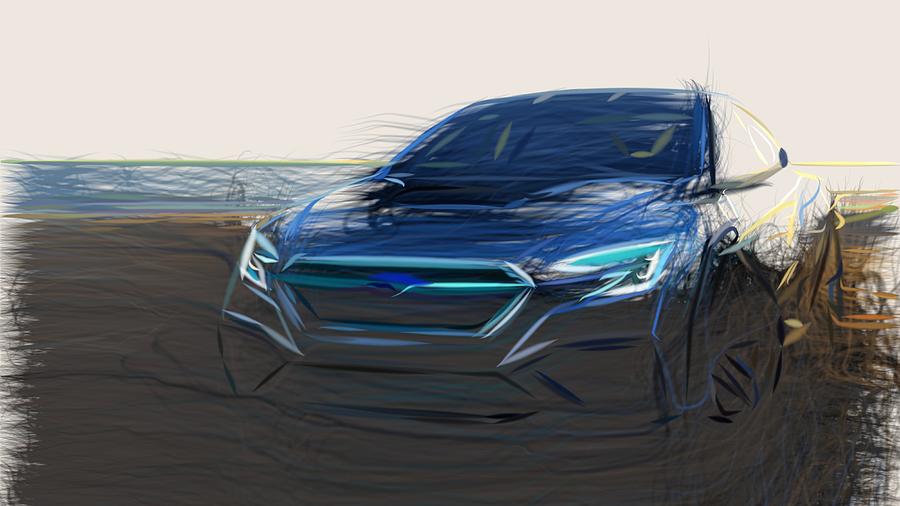 Subaru Viziv Performance Drawing Digital Art by CarsToon Concept