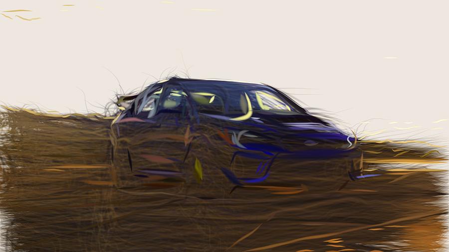 Subaru WRX STI Drawing Digital Art by CarsToon Concept