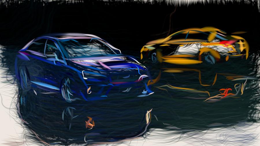 Subaru WRX STI S207 Draw Digital Art by CarsToon Concept