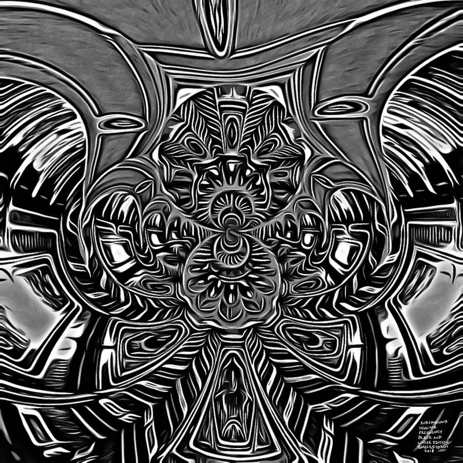 Black And White Digital Art - Subconscious Healing Frequency Black and White Edition by Pamela Storch