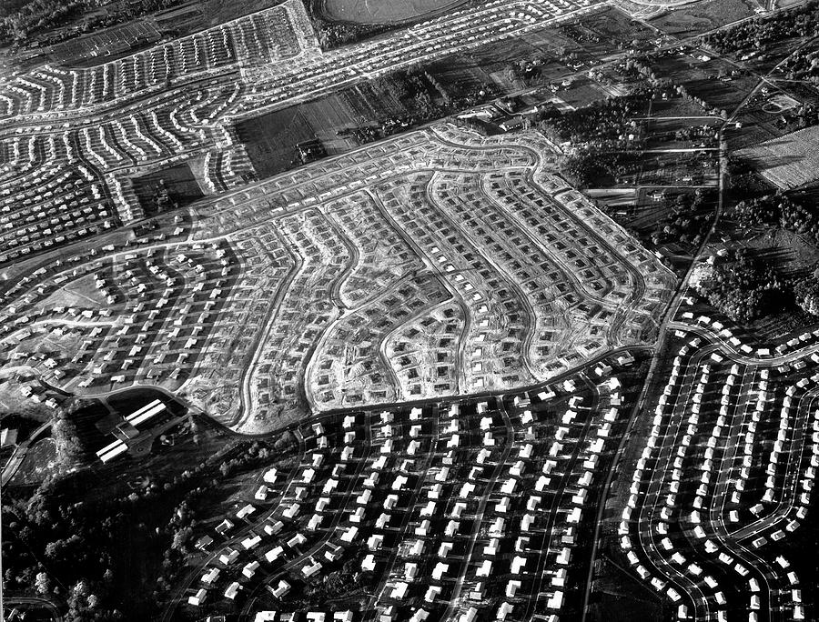 Black And White Photograph - Suburban Housing Development by Margaret Bourke-White