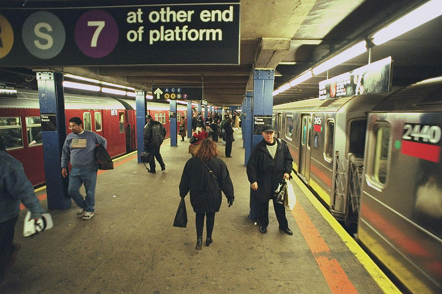 Subway Platform At Times Square Photograph by New York Daily News Archive