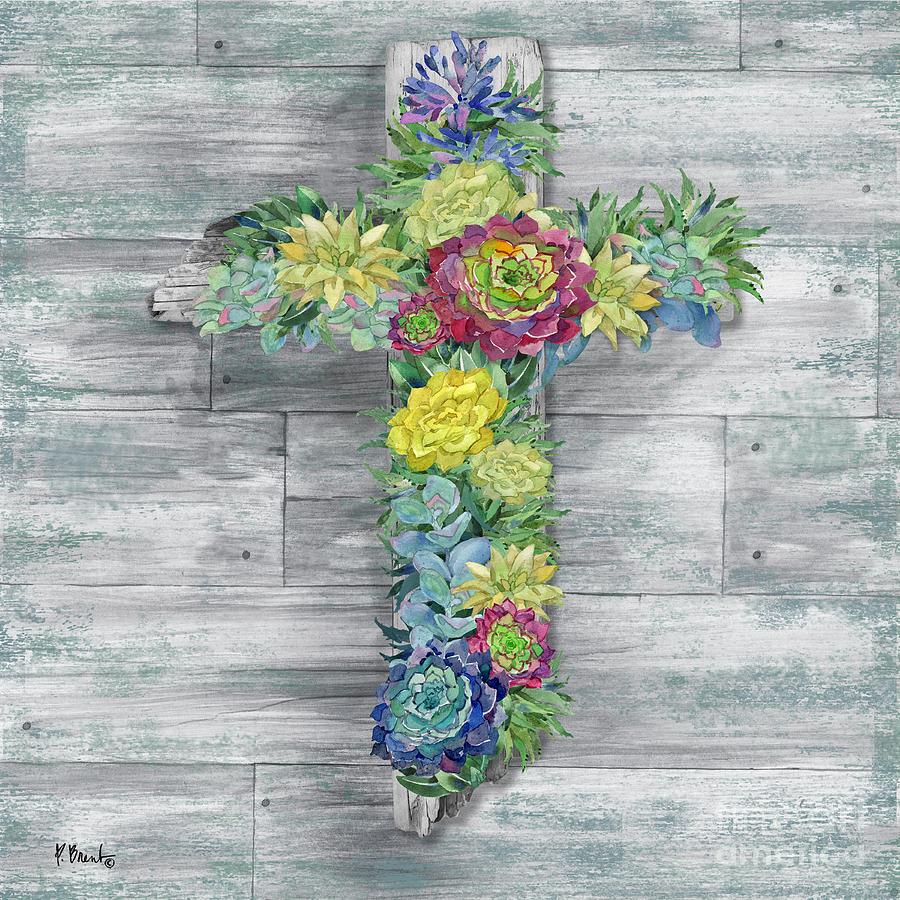 Watercolor Painting - Succulent Cross by Paul Brent
