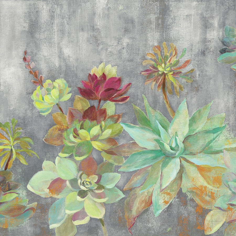 Succulent Garden Gray Crop Painting by Silvia Vassileva - Fine Art America