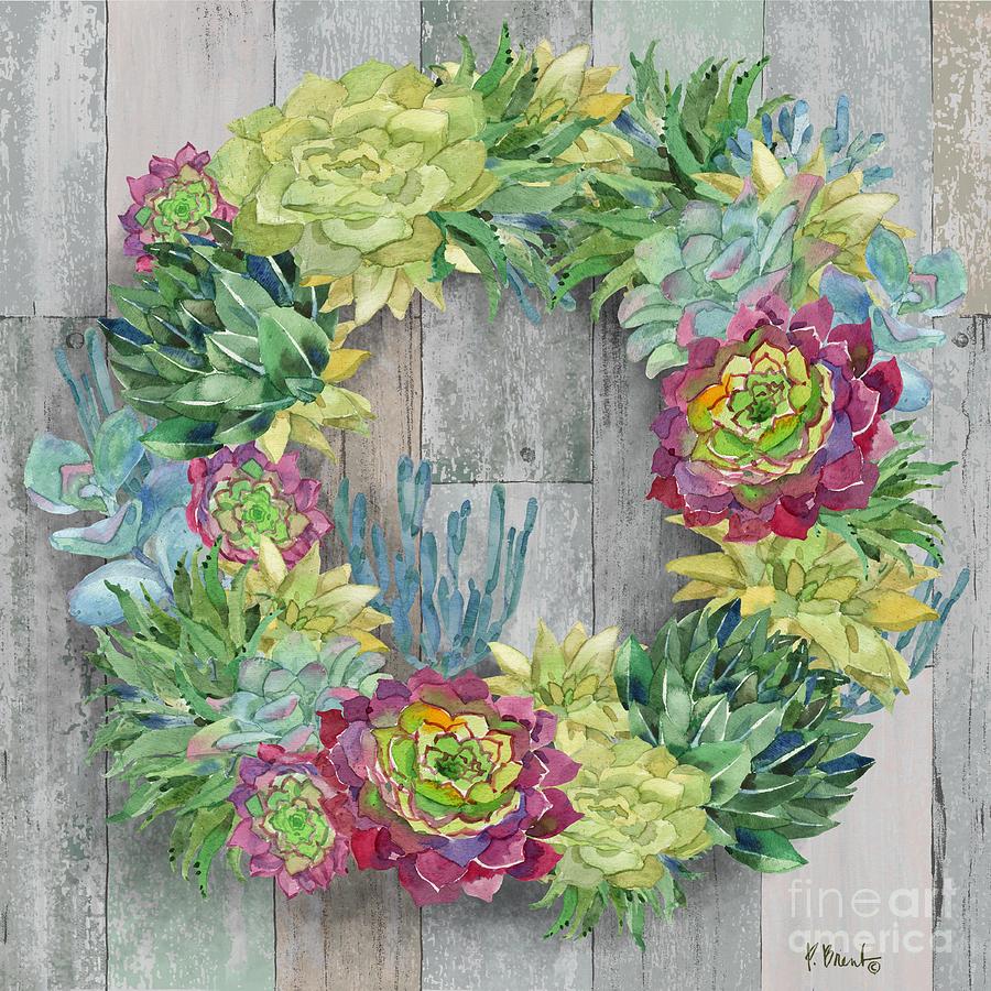 Watercolor Painting - Succulent Wreath I by Paul Brent Watercolor Painting - Succulent Wreath I by Paul Brent