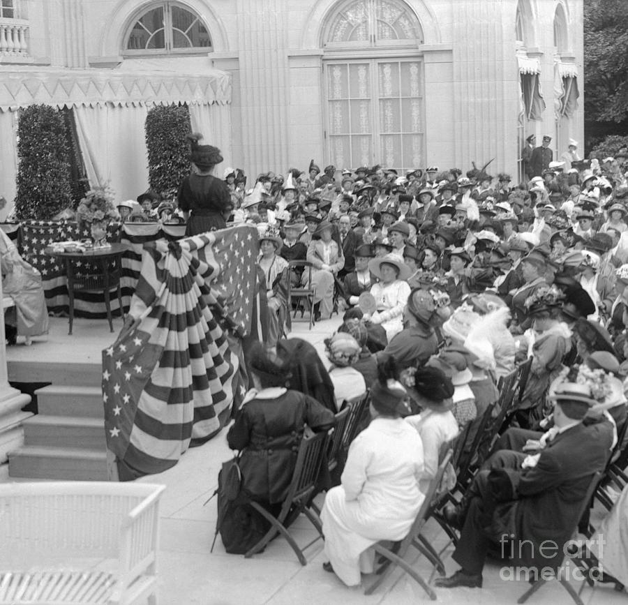 Suffrage Gathering With Flag Draped Photograph by Bettmann