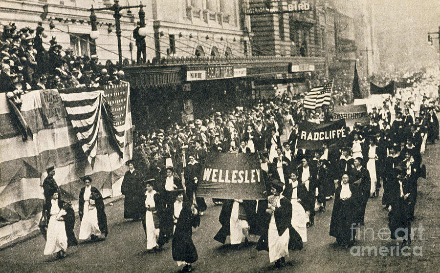 Flag Photograph - Suffragette Parade, Outside The Adelphi Theatre, New York, 1910 by American Photographer