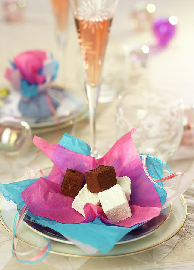 Sugar And Chocolate Marshmallow Cubes Photograph by Bertram