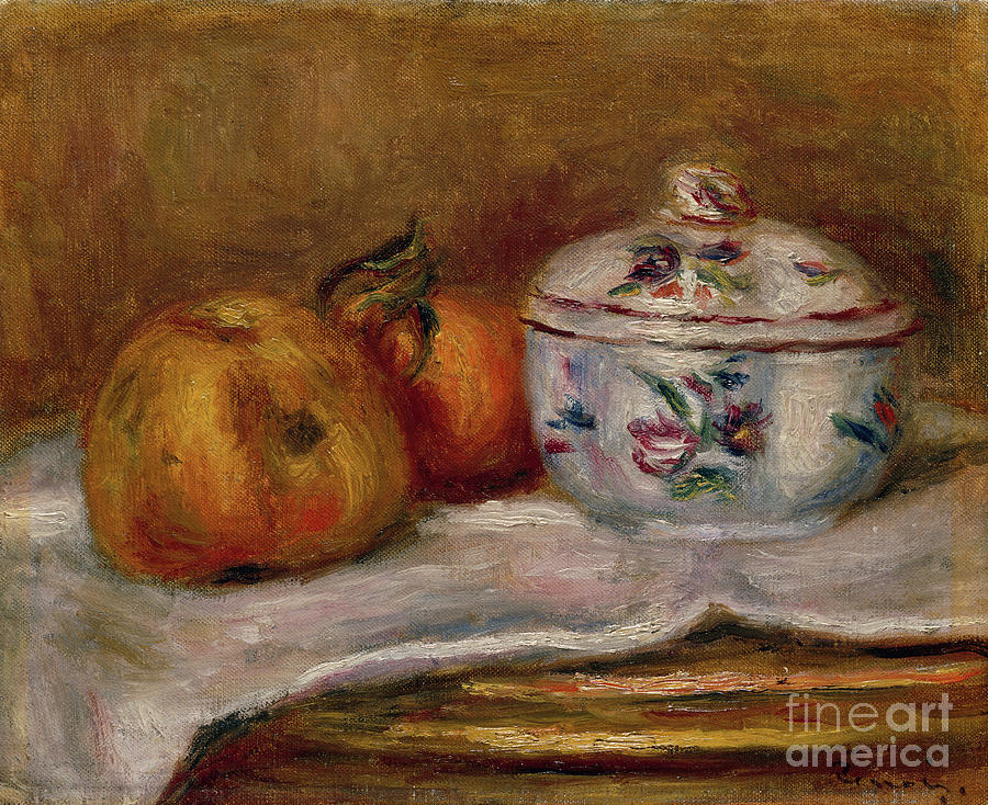 Sugar Bowl, Apple And Orange By Renoir Painting by Pierre Auguste Renoir