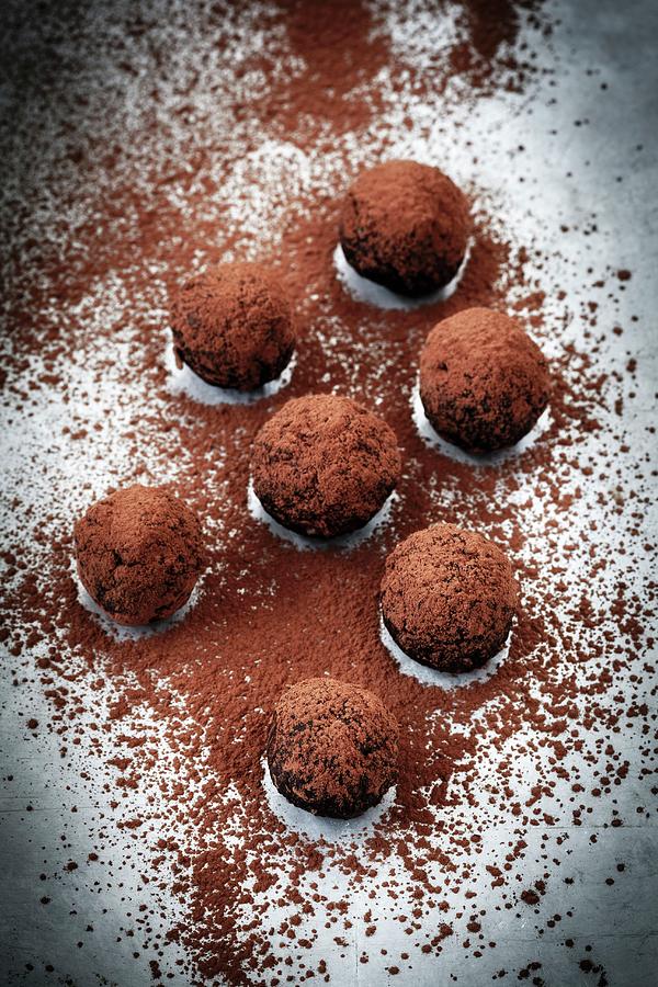 Sugar-free Almond Truffles With Cocoa Powder Photograph by Eva Grndemann
