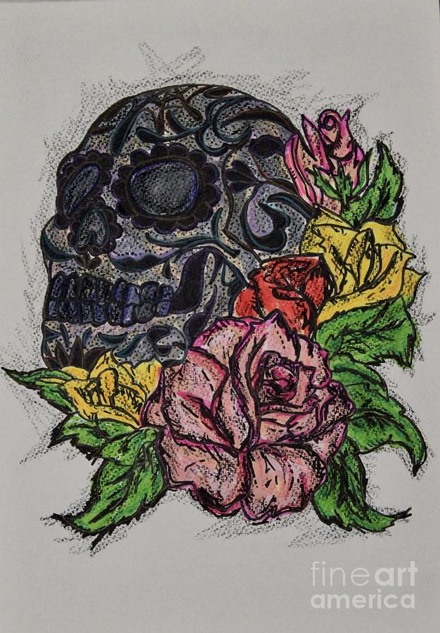 sugar skull with roses designs