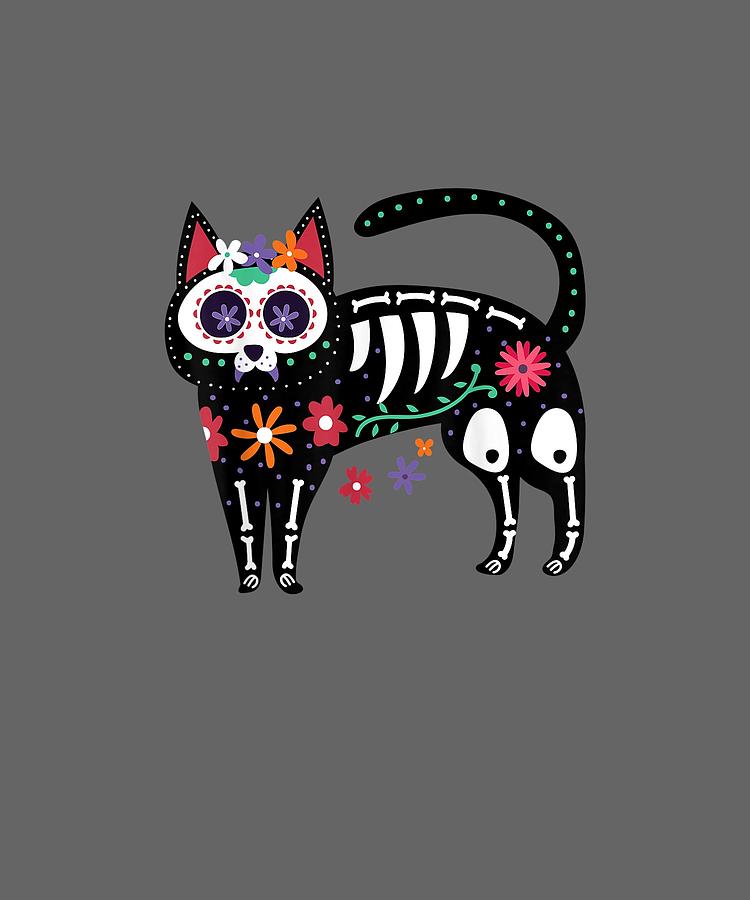 Day of the Dead Cat Kids T shirts Shirts Cat Mask Youth Sugar Skull