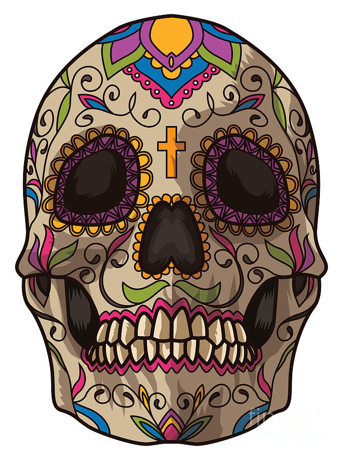 Sugar Skull Dia De Los Muertos Mexican Holiday Digital Art by Mister