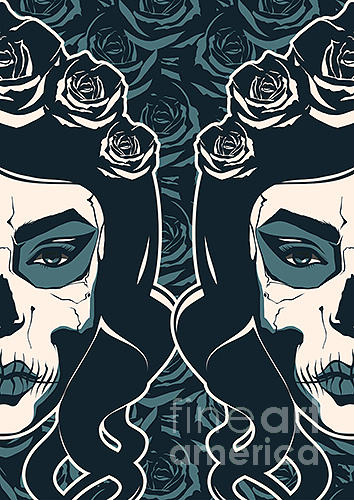 Makeup Digital Art - Sugar Skull Girl With Paint For Day Of by Pevuna Makeup Digital Art - Sugar Skull Girl With Paint For Day Of by Pevuna