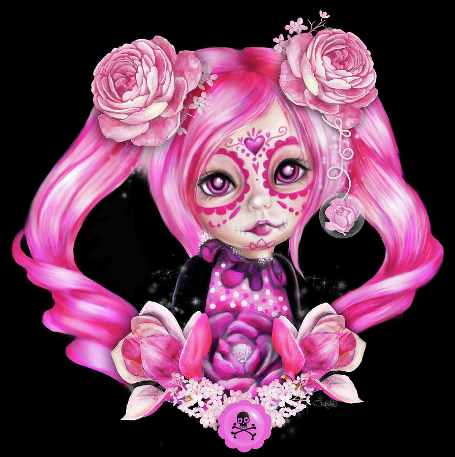 Rose Mixed Media - Sugar Sweeties - Hot Pink by Sheena Pike Art And Illustration Rose Mixed Media - Sugar Sweeties - Hot Pink by Sheena Pike Art And Illustration