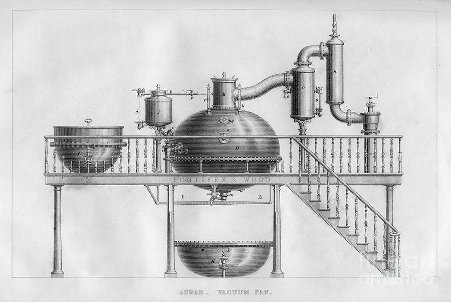 Sugar. Vacuum Pan, 1866 Drawing by Print Collector