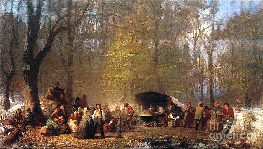 Sugaring Off At The Camp By Eastman Johnson Painting by Eastman Johnson