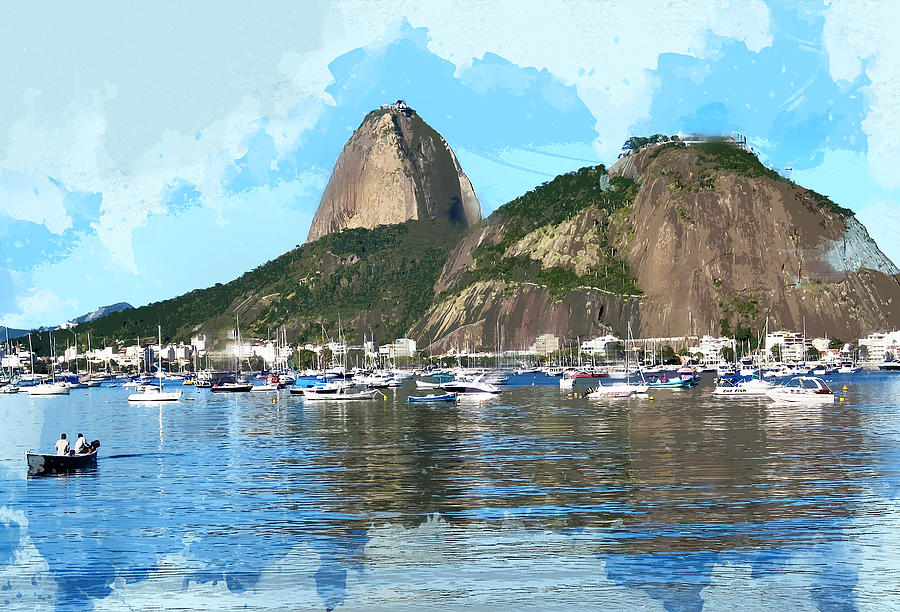 Mountain Painting - Sugarloaf Mountain Rio de Janeiro Brazil by Elaine Plesser