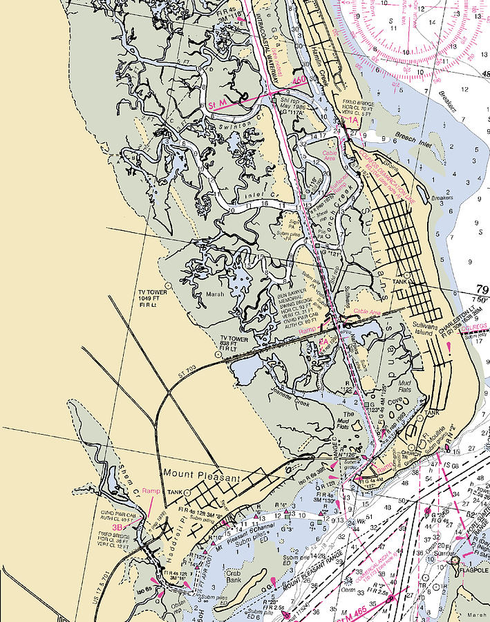 Sullivans Islandsouth Carolina Nautical Chart Mixed Media by Sea Koast