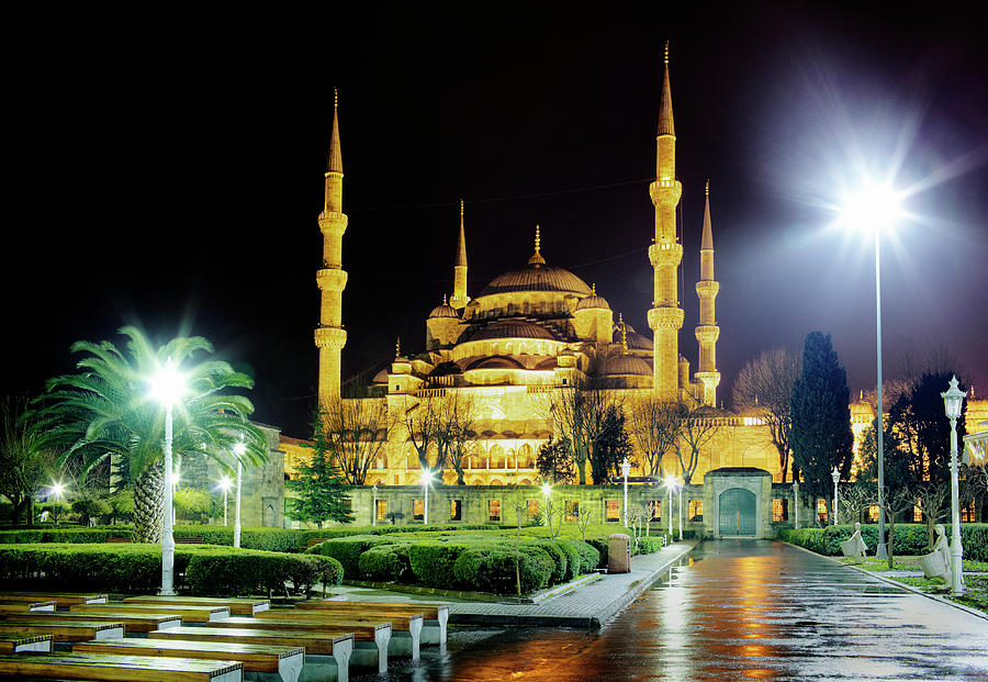 Sultanahmet Mosque Blue Mosque At Night Photograph by Silvia Otte