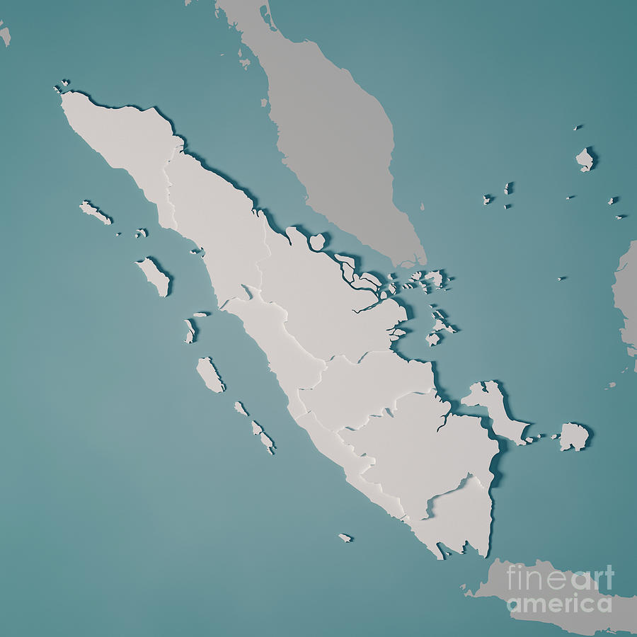  Sumatra Island Map  Administrative Divisions 3d Render 