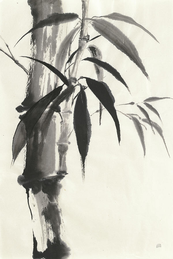 Kiwi Painting - Sumi Bamboo Cream Crop by Chris Paschke