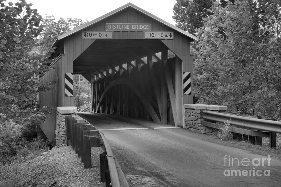 Summer Afternoon At The Bistline Covered Bridge Black And White Photograph by Adam Jewell