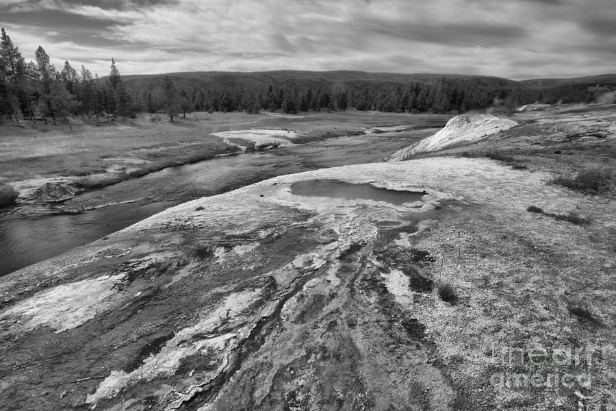 Summer Along The Firehole River Black And White Photograph by Adam Jewell