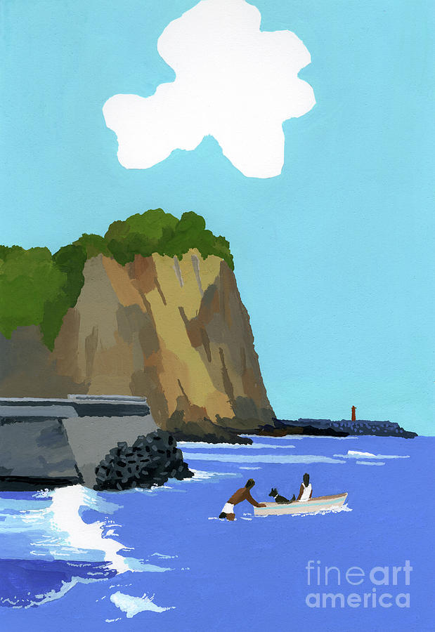 Summer And Sea And Boat Painting by Hiroyuki Izutsu